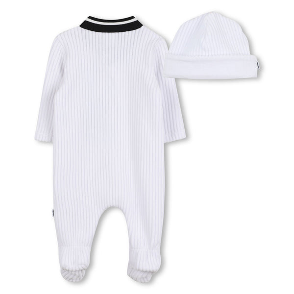 Boss white babygrow and hat set J52531
