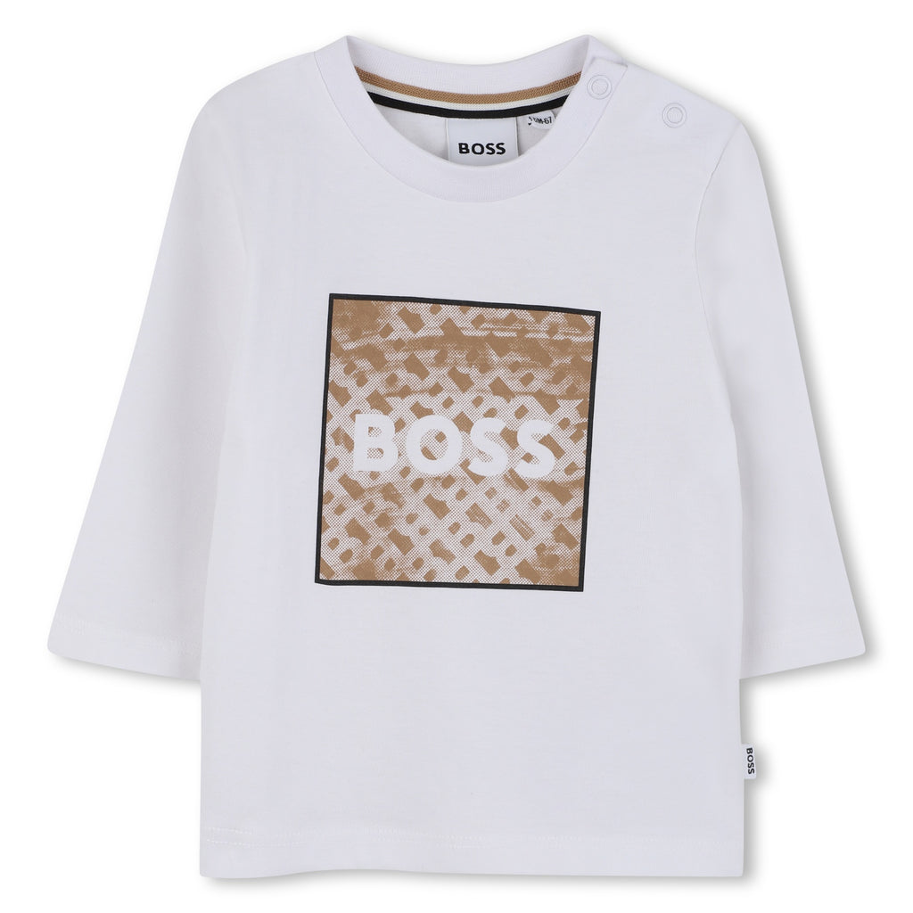 Boss White long sleeve logo top J52715