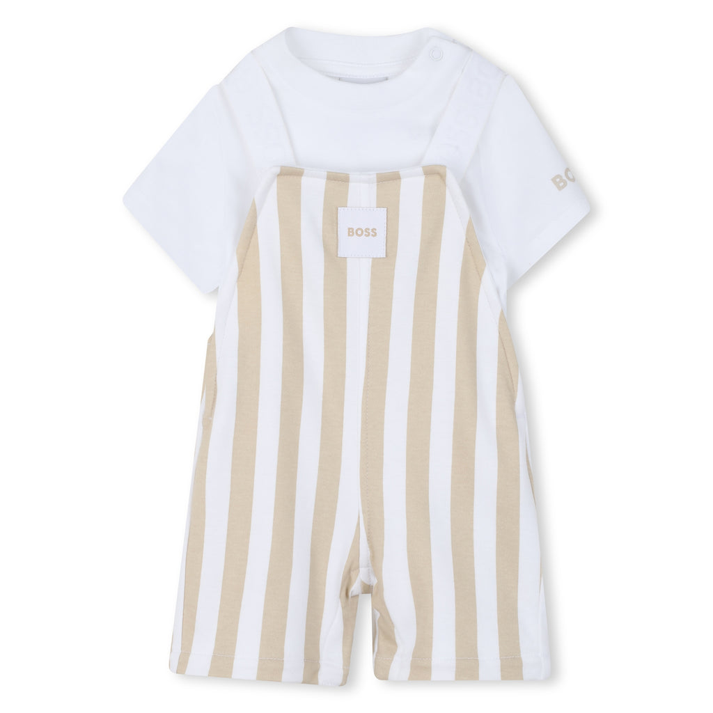 Boss Boys Stripe Dungaree Set J53038