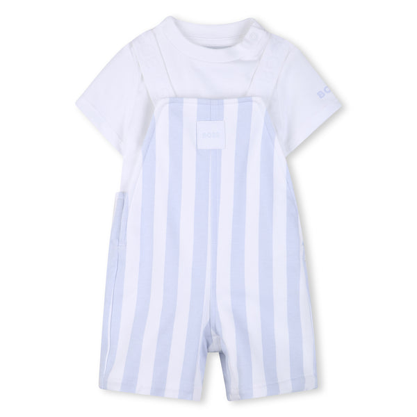 Boss Boys Stripe Dungaree Set J53038