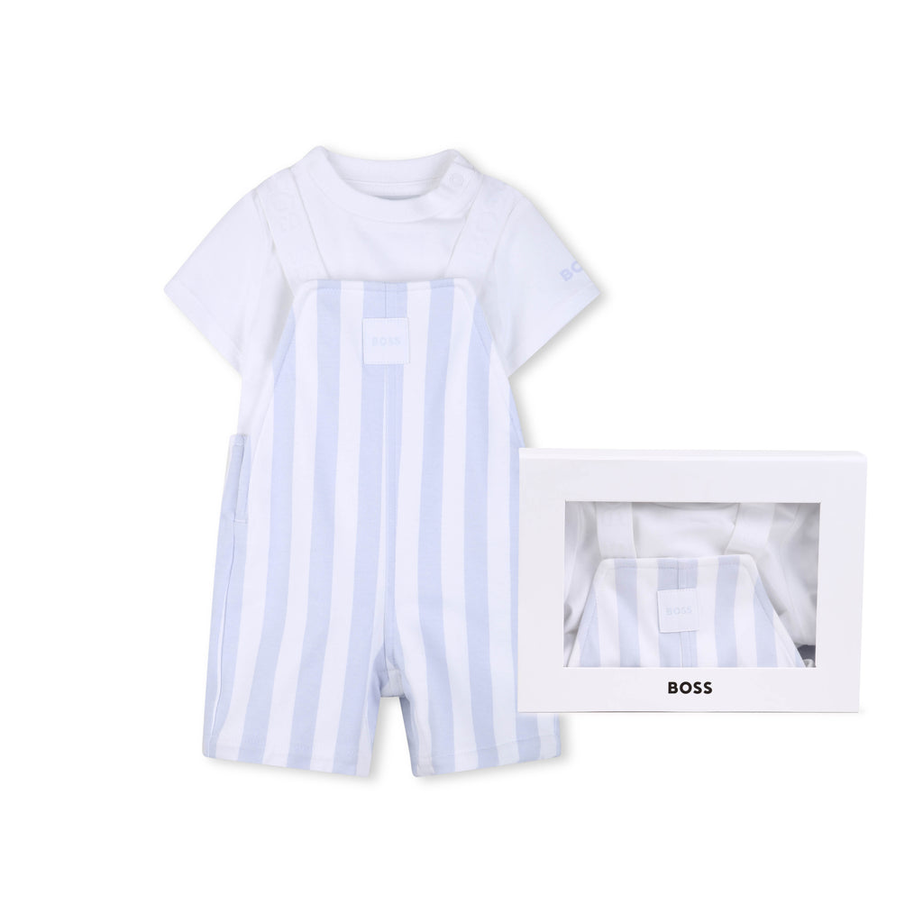 Boss Boys Stripe Dungaree Set J53038