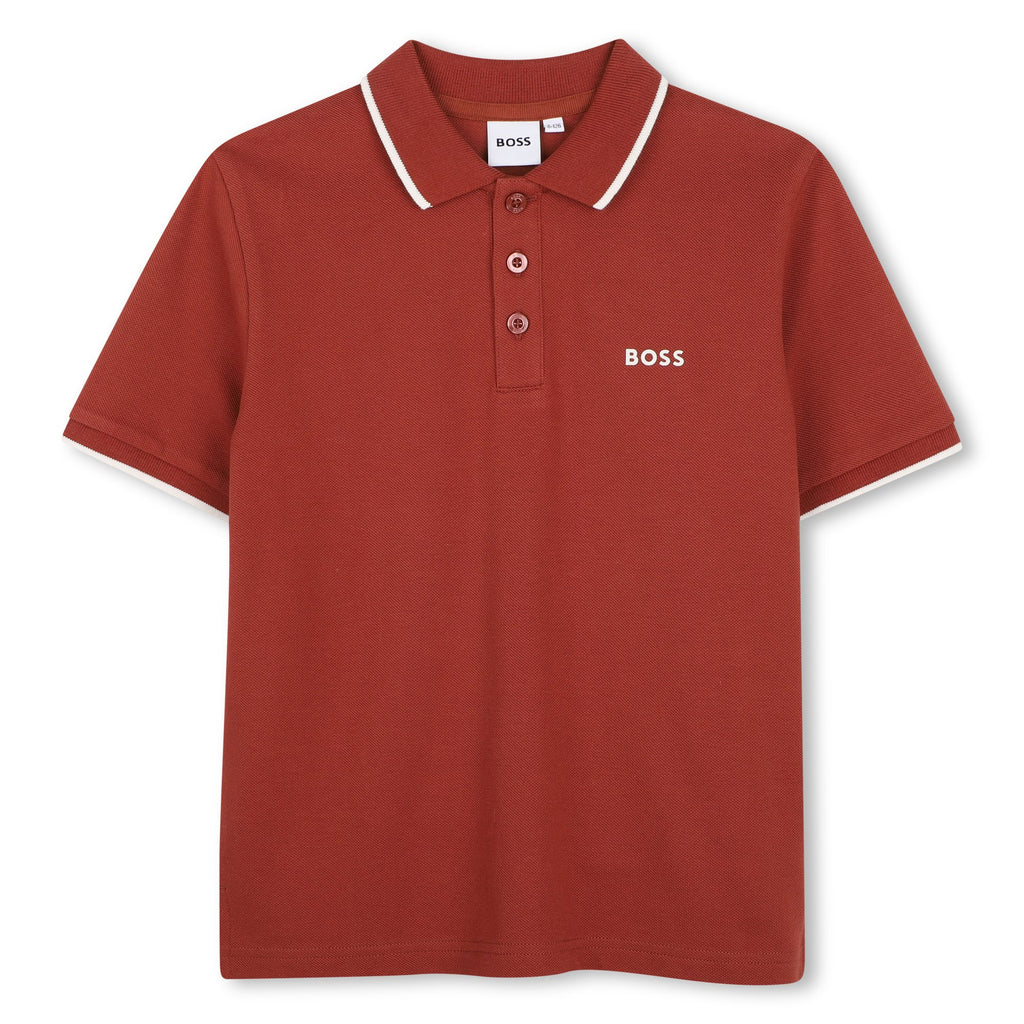 BOSS Boys crimson short sleeve polo shirt j53169