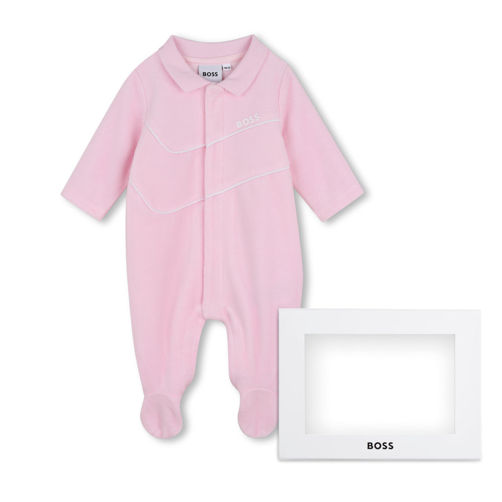 BOSS pink girls babygrow J53321