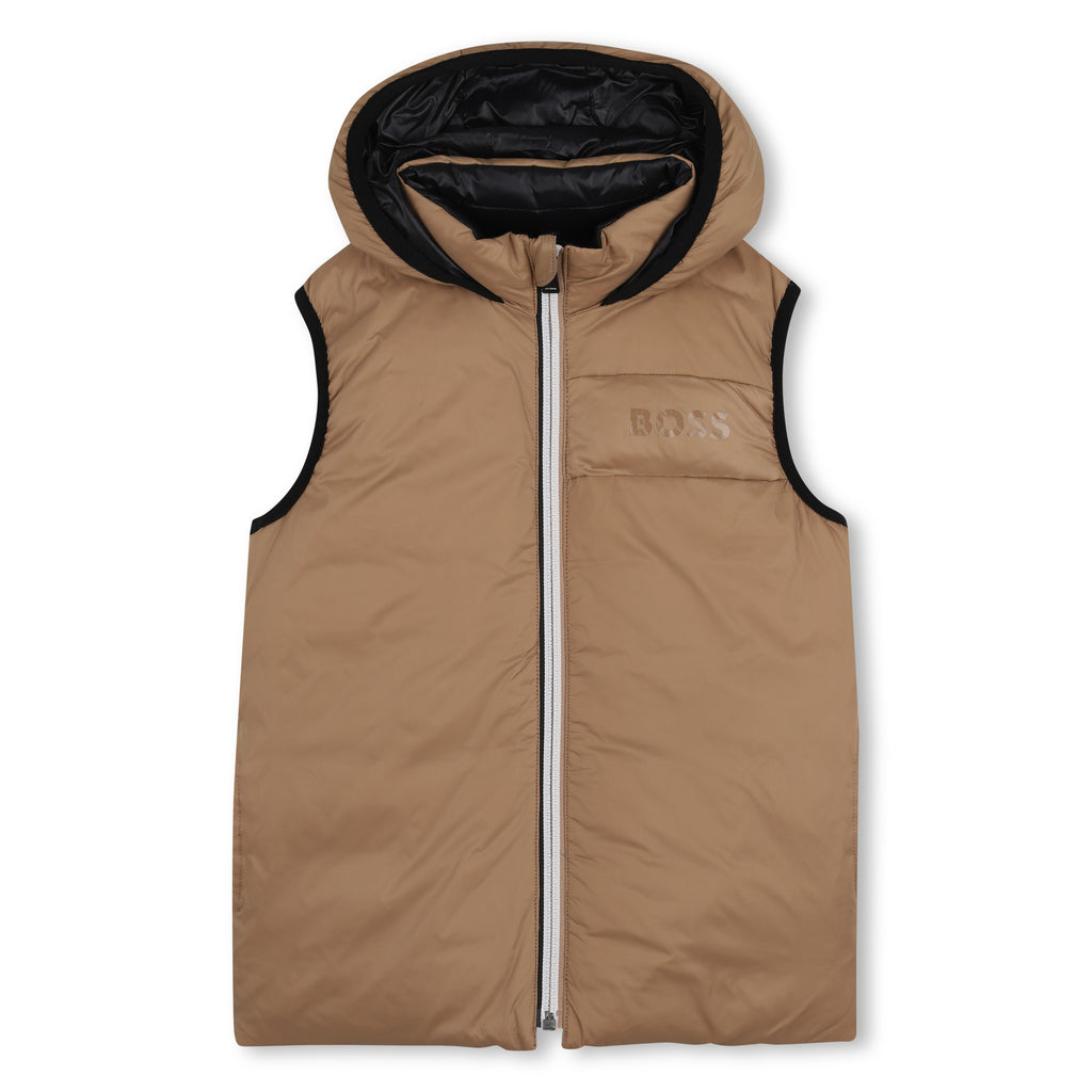 BOSS KId Boy Reversible Sleeveless Puffer Logo Jacket J53436