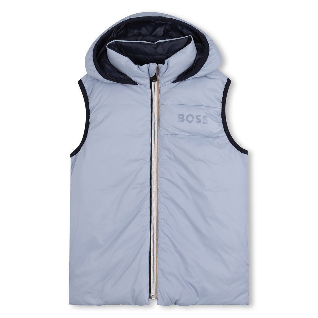 BOSS KId Boy Reversible Sleeveless Puffer Logo Jacket J53436