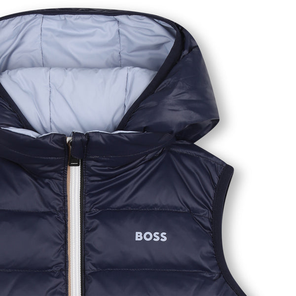 BOSS KId Boy Reversible Sleeveless Puffer Logo Jacket J53436