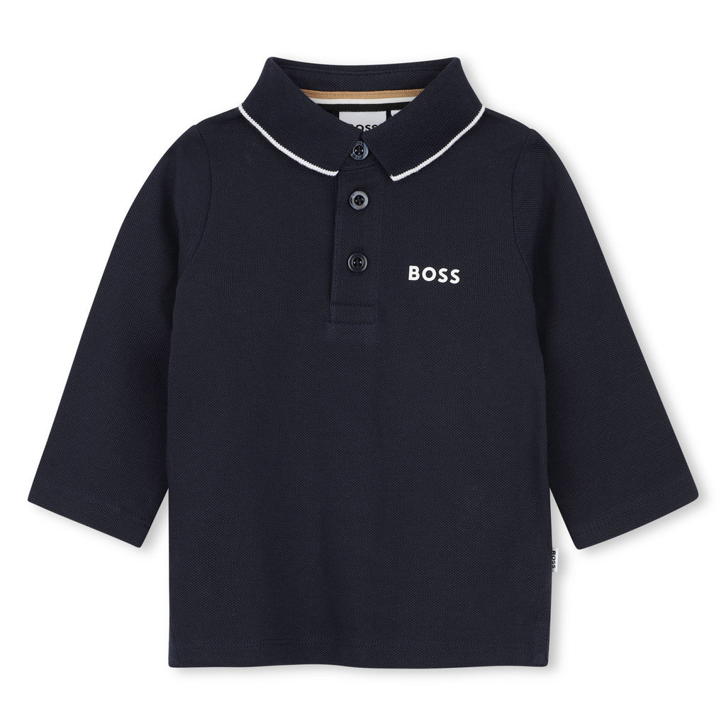 BOSS Navy Long Sleeve Polo J53481