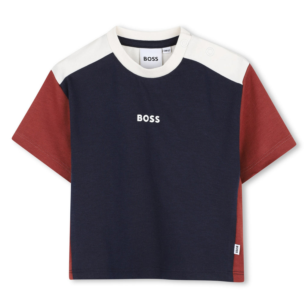 Boss Navy and crimson logo t-shirt J53483