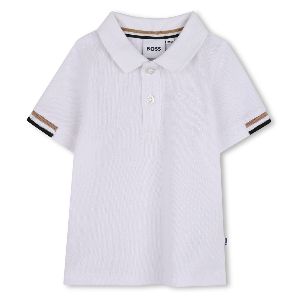 BOSS white short sleeve polo shirt Mini Me J53484
