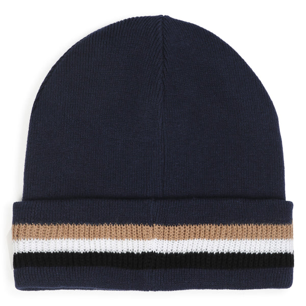 BOSS Navy Pull on Beanie hat J53586