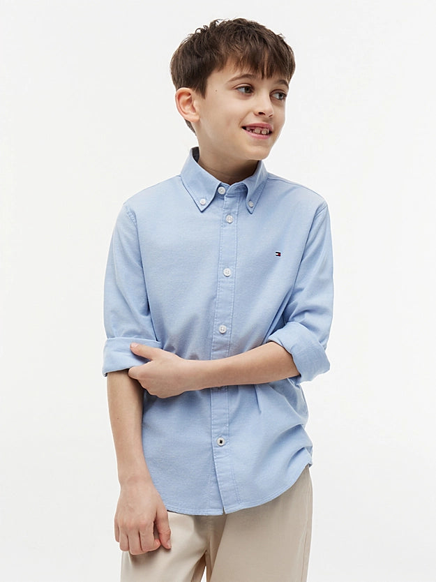 Tommy Hilfiger Blue Stretch Cotton Poplin Shirt