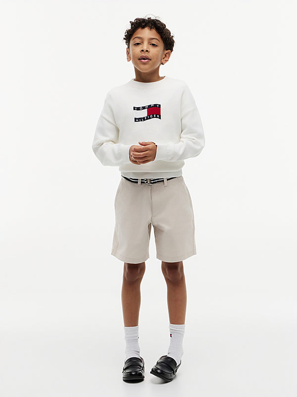 Essential signature belted chino shorts