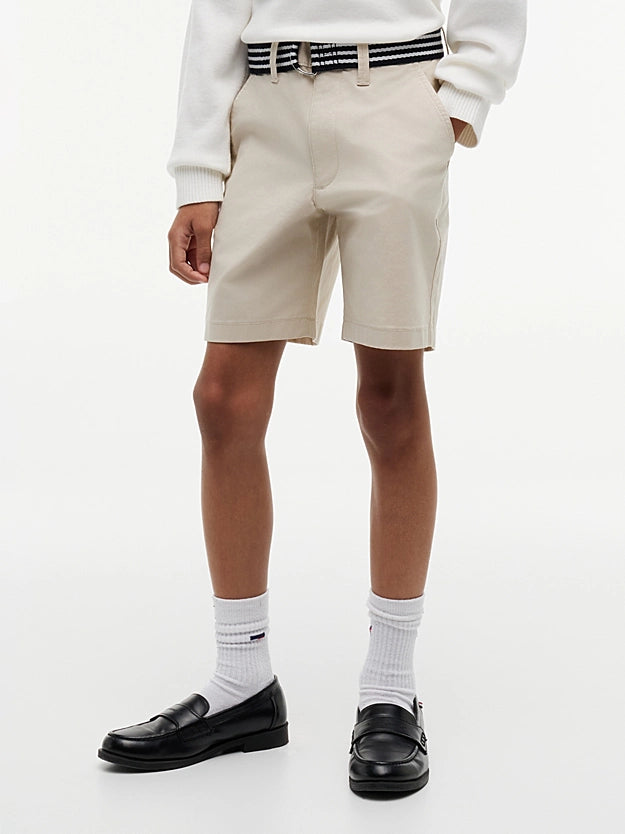 Essential signature belted chino shorts