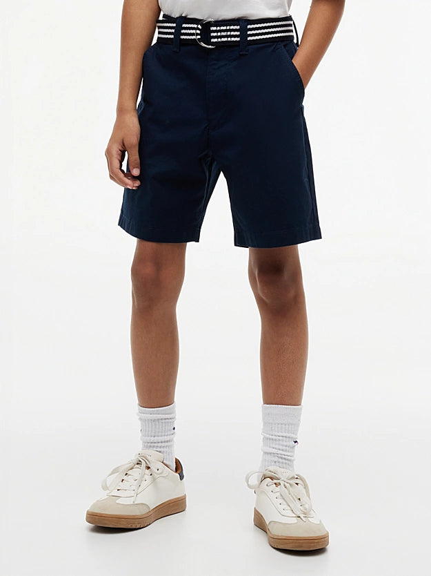 Essential signature belted chino shorts