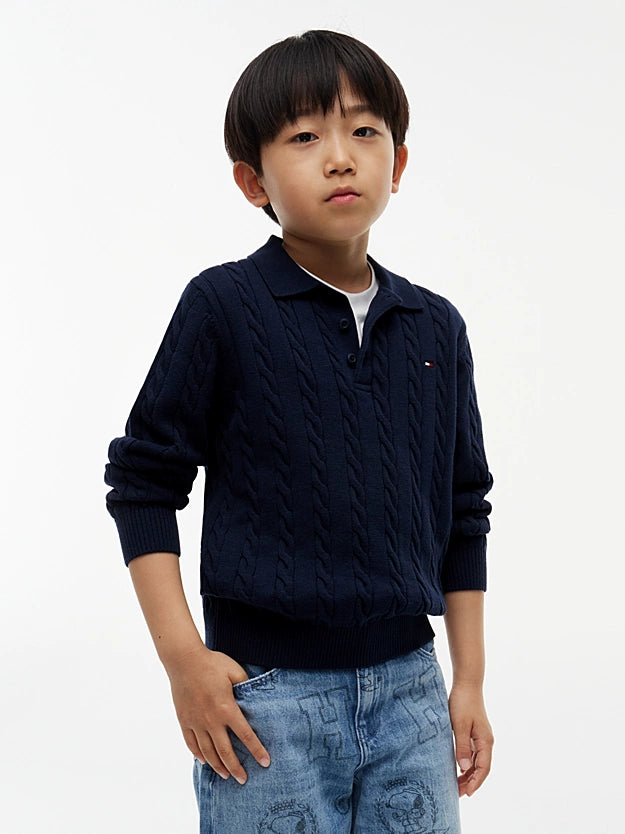 Tommy Hilfiger Cable Knit Polo Jumper 10624
