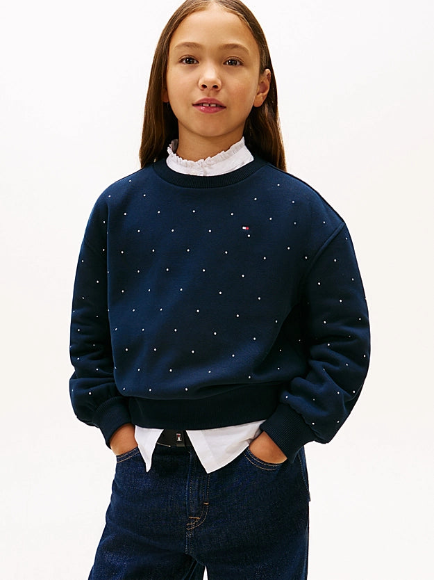 Tommy hilfiger girls festive stud crewneck