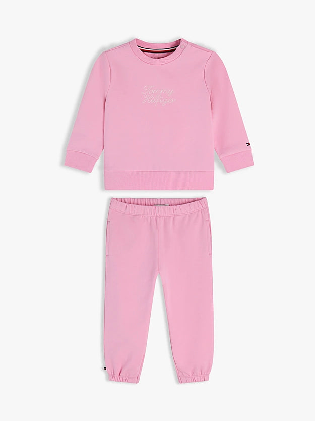 Tommy Hilfiger classic pink rope logo sweatshirt and jogger set