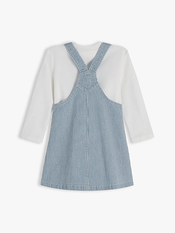 Tommy Hilfiger Denim Stripe Dungaree dress and t-shirt set