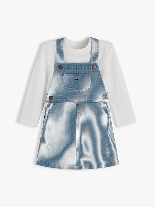 Tommy Hilfiger Denim Stripe Dungaree dress and t-shirt set