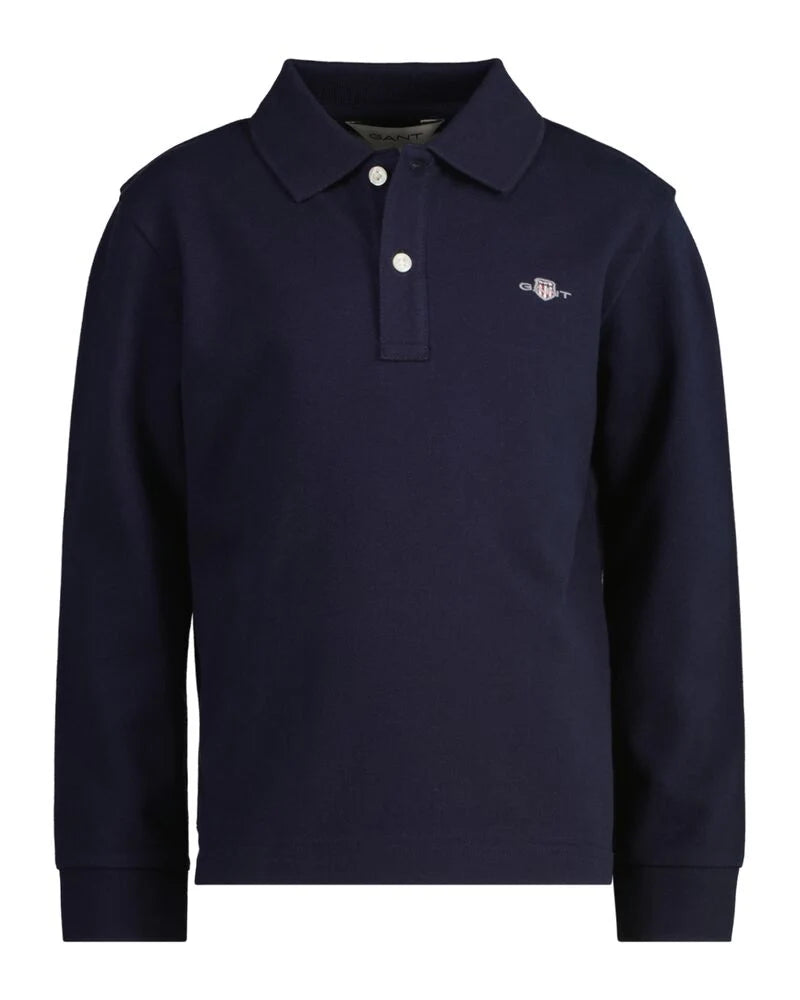 Gant navy long sleeve logo pique polo shirt