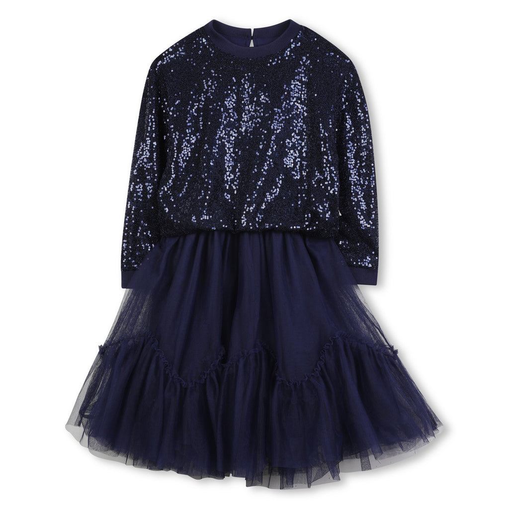 Girls Billieblush Navy Sequin Dress U21288