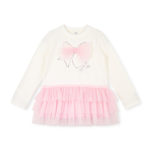 ADee Girls pink and cream tulle legging set