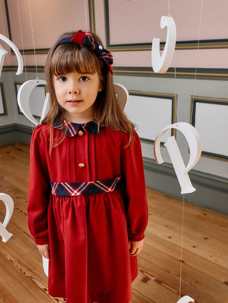 Patachou red dress with tartan details