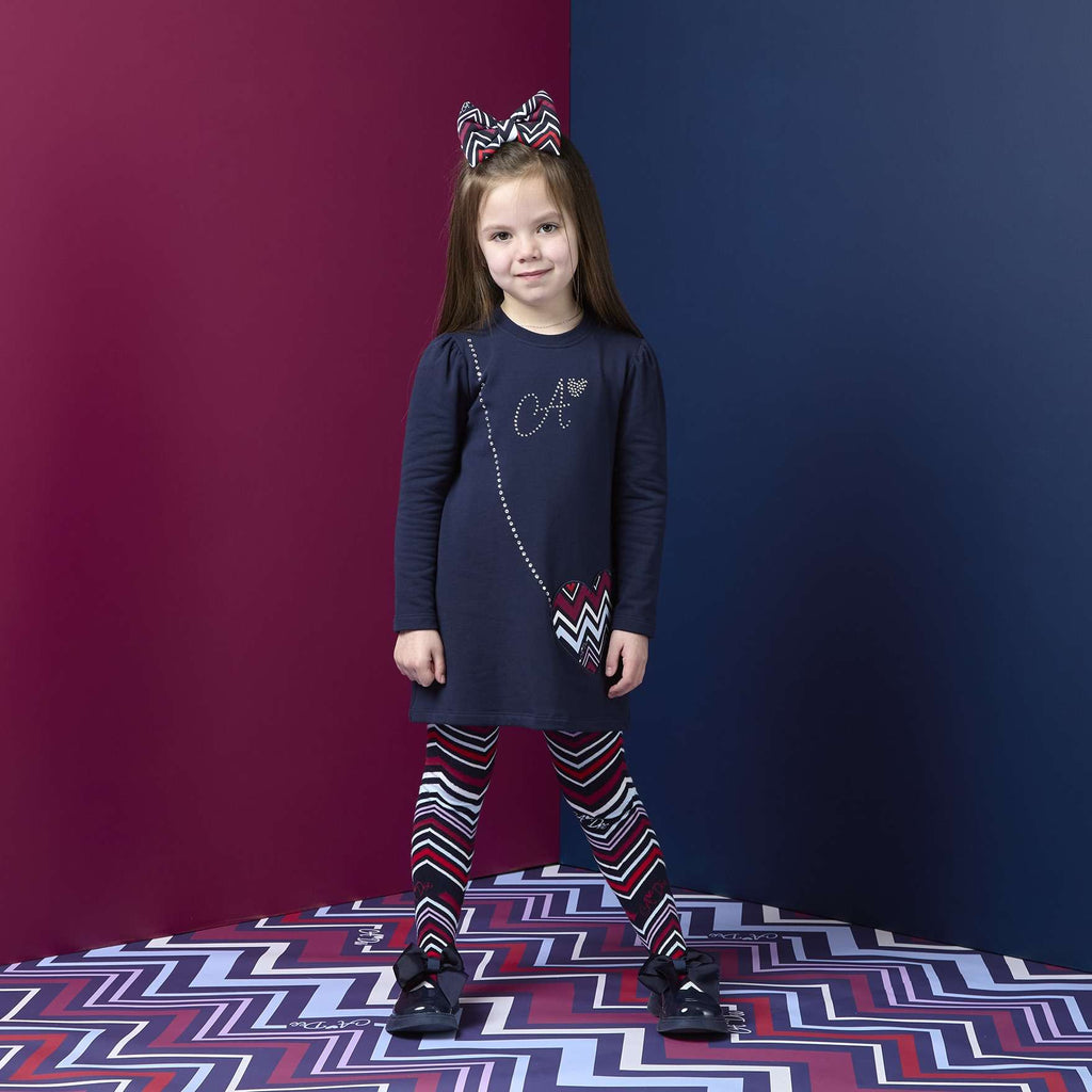 ADee Navy  dress and tights set Alyssa