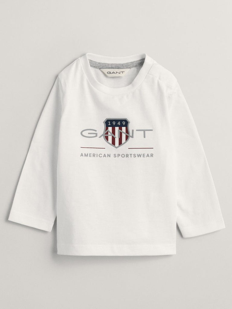 Gant white archive shield long sleeve t-shirt