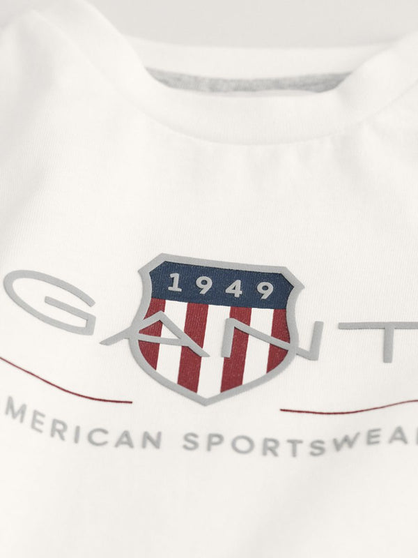 Gant white archive shield long sleeve t-shirt