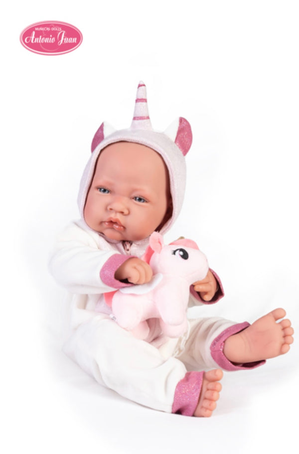 Antonio Juan doll 42 cm - Newborn in unicorn costume 50268