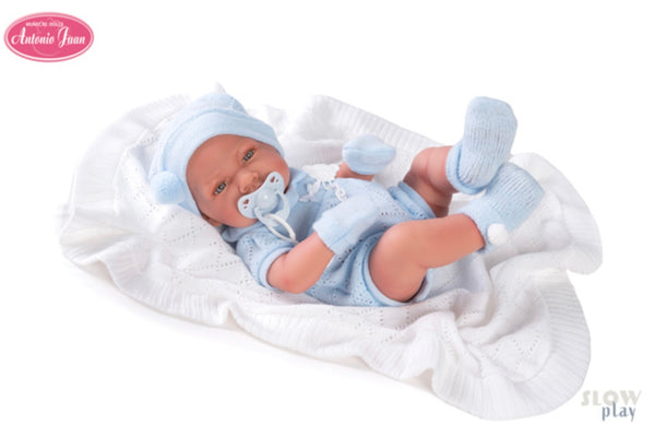 Antonio Juan doll 42 cm - Newborn boy with knitted blanket