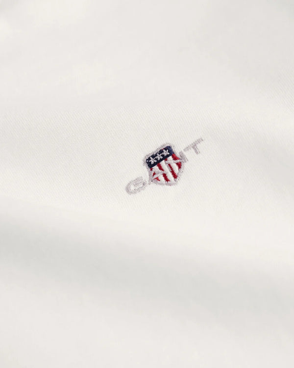 Gant kids shield long sleeve white cotton top