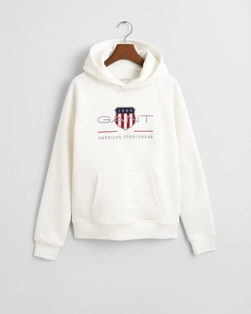 Gant teens archive shield hoodie in eggshell