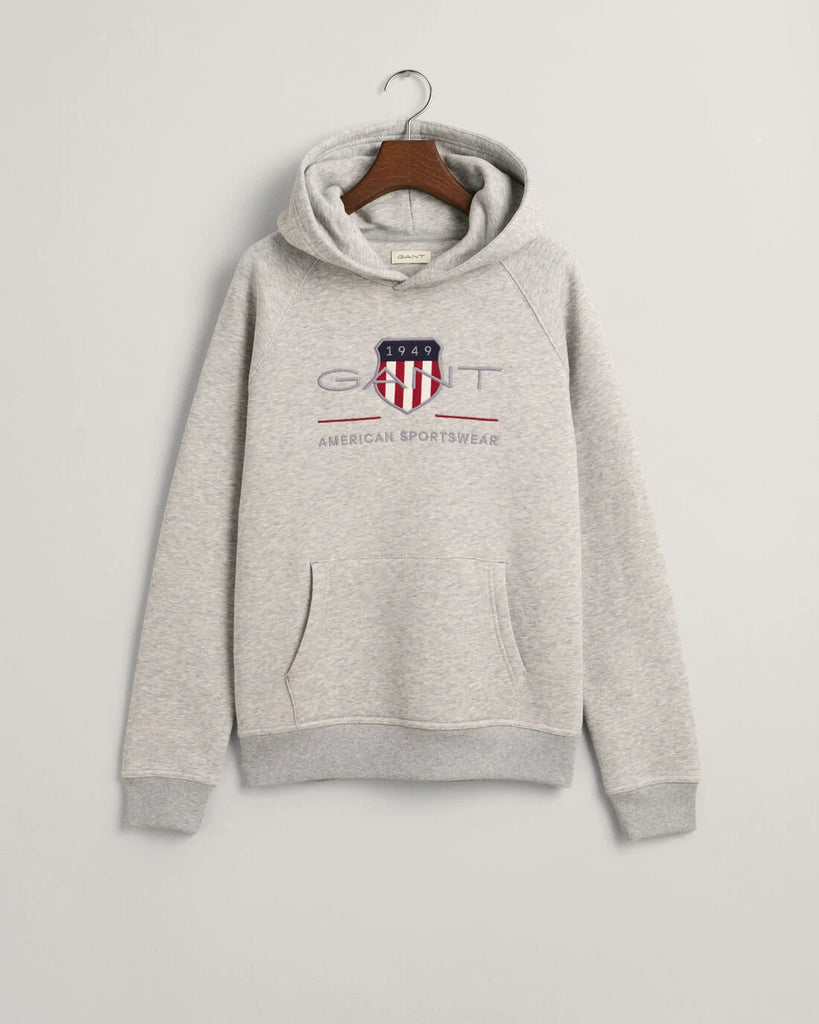 GANT Kids and teens Archive Shield Hoodie Light Grey Melange