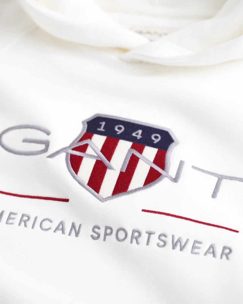 Gant teens archive shield hoodie in eggshell