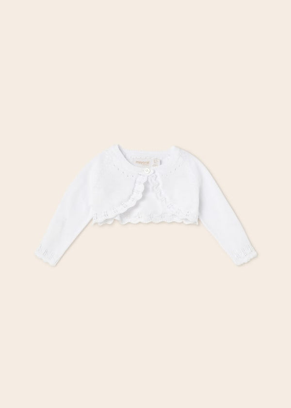 Mayoral Basic White Knit Cardigan