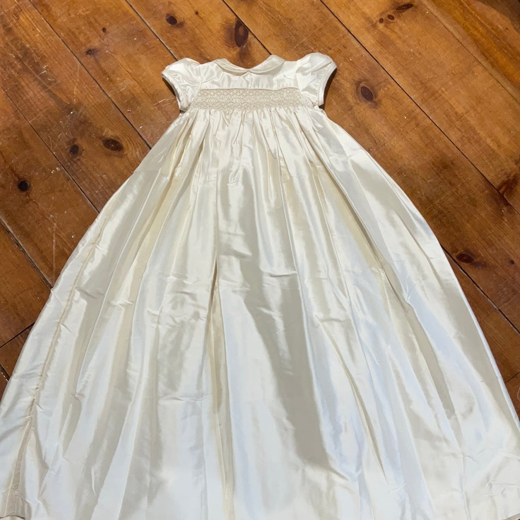 Annafie Ivory 100% Silk Christening Gown